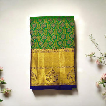 Emerald Green Kanjivaram Silk Saree with Gold Zari Border