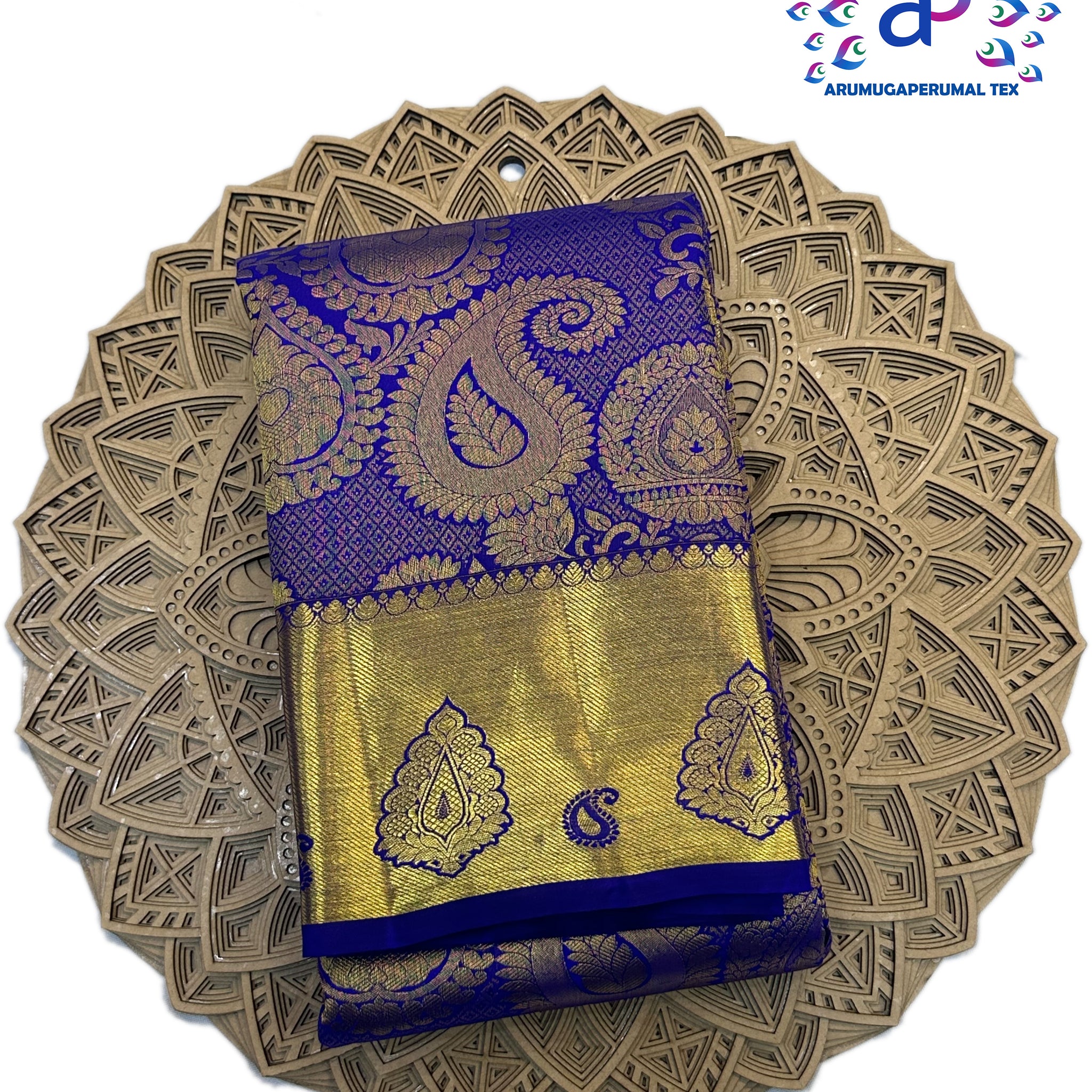 Blue mango motif silk saree