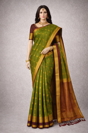 Soft Silk Saree with Antique Gold Zari