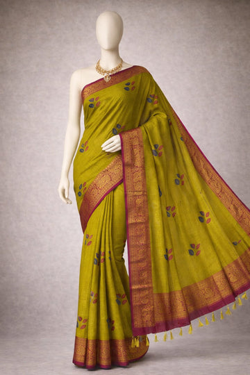Pure Cotton Saree with Royal Peacock Zari Border