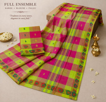 Pure Cotton Kattam Saree with Heritage Zari Border